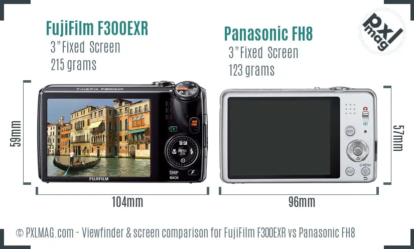 FujiFilm F300EXR vs Panasonic FH8 Screen and Viewfinder comparison FujiFilm F300EXR vs Panasonic FH8 Screen and Viewfinder comparison
