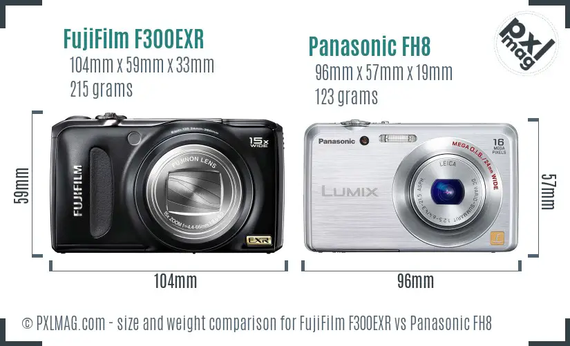 FujiFilm F300EXR vs Panasonic FH8 size comparison FujiFilm F300EXR vs Panasonic FH8 size comparison