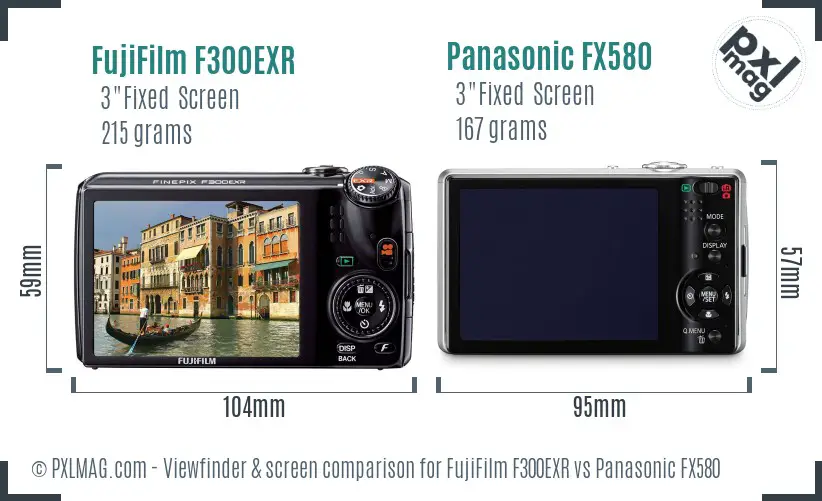 FujiFilm F300EXR vs Panasonic FX580 Screen and Viewfinder comparison