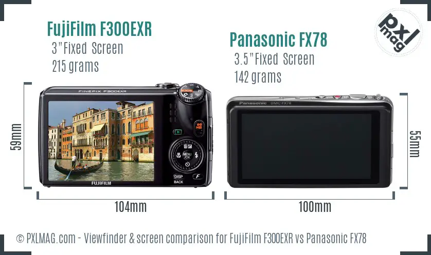 FujiFilm F300EXR vs Panasonic FX78 Screen and Viewfinder comparison FujiFilm F300EXR vs Panasonic FX78 Screen and Viewfinder comparison