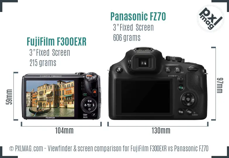 FujiFilm F300EXR vs Panasonic FZ70 Screen and Viewfinder comparison FujiFilm F300EXR vs Panasonic FZ70 Screen and Viewfinder comparison