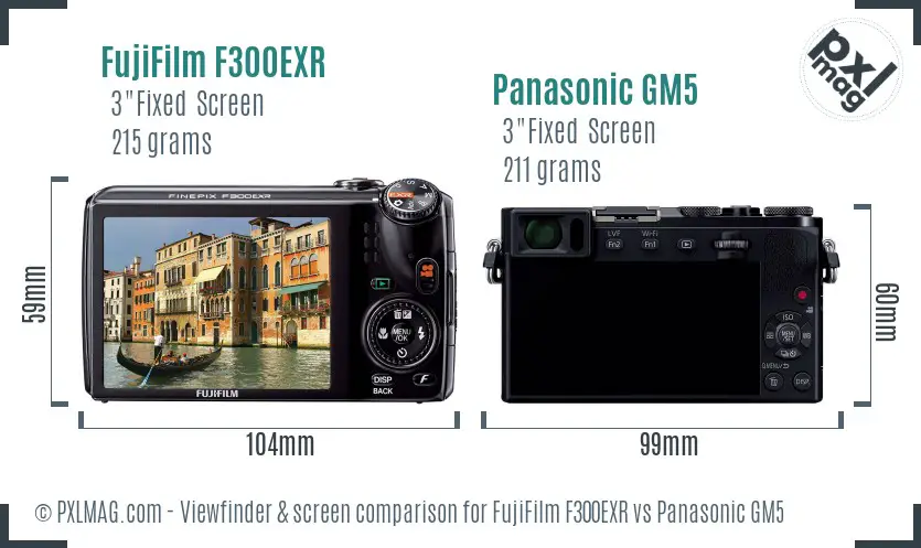FujiFilm F300EXR vs Panasonic GM5 Screen and Viewfinder comparison