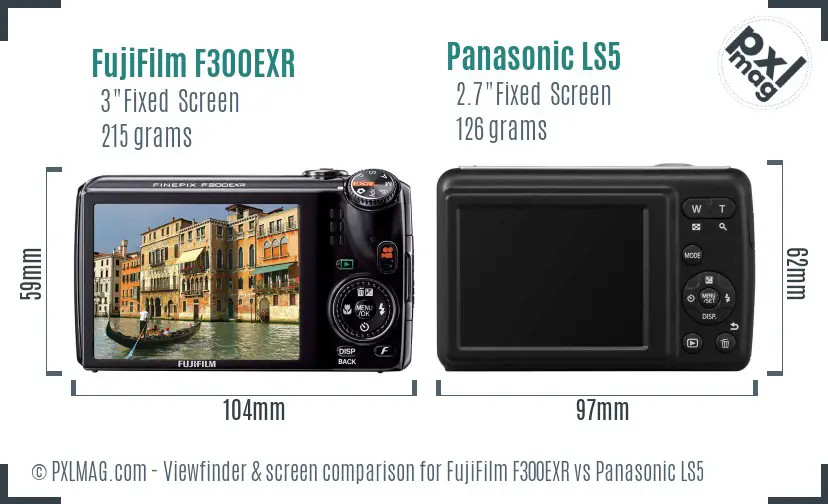 FujiFilm F300EXR vs Panasonic LS5 Screen and Viewfinder comparison