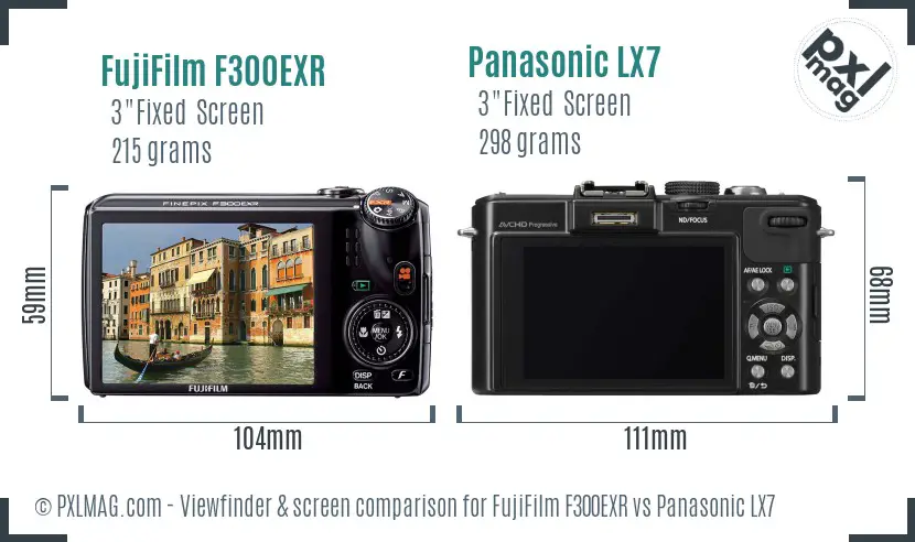 FujiFilm F300EXR vs Panasonic LX7 Screen and Viewfinder comparison FujiFilm F300EXR vs Panasonic LX7 Screen and Viewfinder comparison