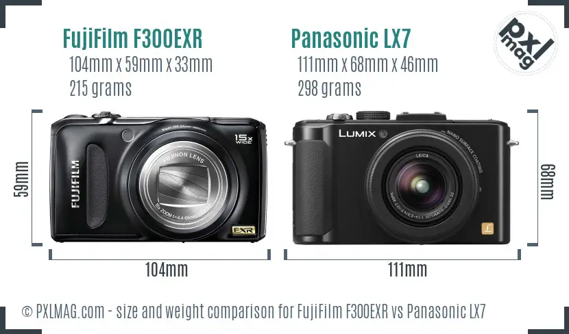 FujiFilm F300EXR vs Panasonic LX7 size comparison FujiFilm F300EXR vs Panasonic LX7 size comparison