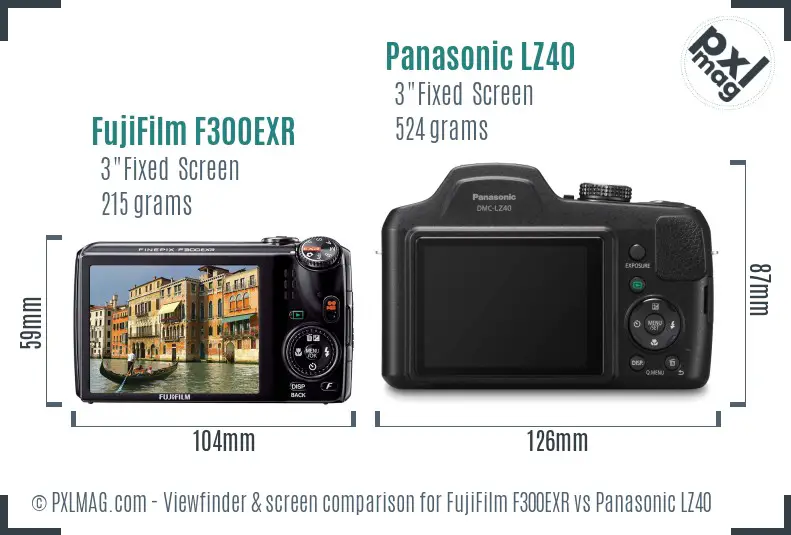FujiFilm F300EXR vs Panasonic LZ40 Screen and Viewfinder comparison FujiFilm F300EXR vs Panasonic LZ40 Screen and Viewfinder comparison