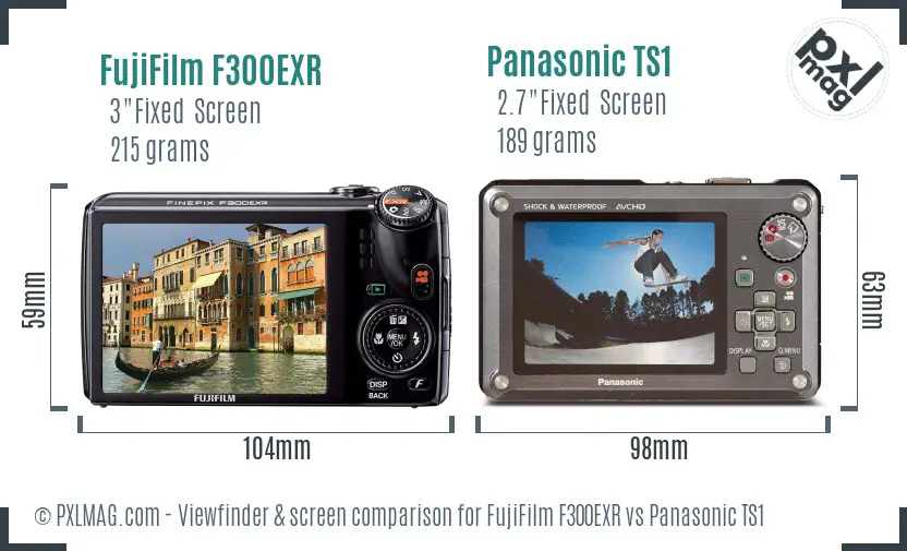 FujiFilm F300EXR vs Panasonic TS1 Screen and Viewfinder comparison