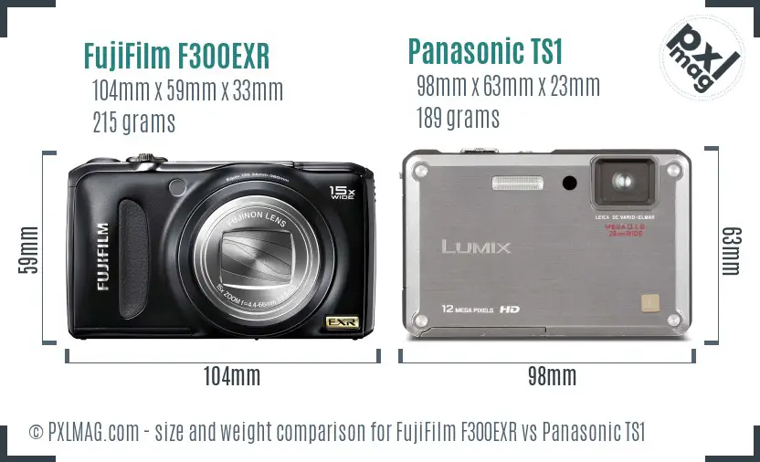 FujiFilm F300EXR vs Panasonic TS1 size comparison