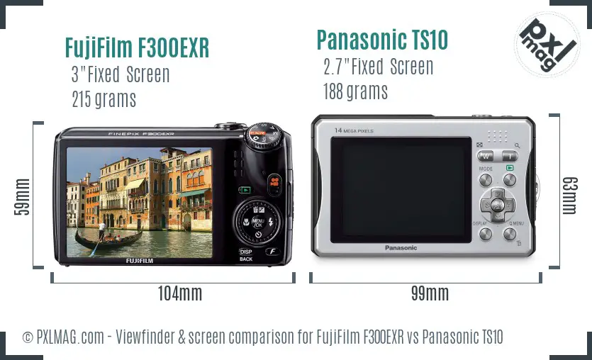 FujiFilm F300EXR vs Panasonic TS10 Screen and Viewfinder comparison