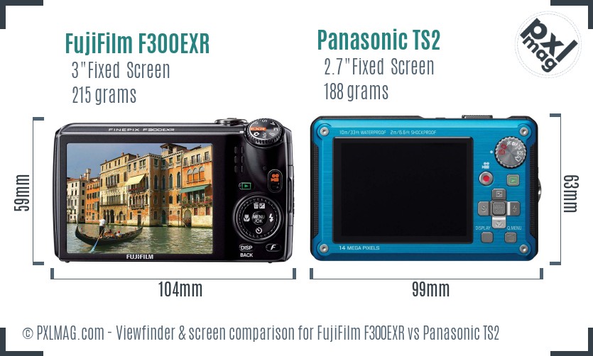 FujiFilm F300EXR vs Panasonic TS2 Screen and Viewfinder comparison