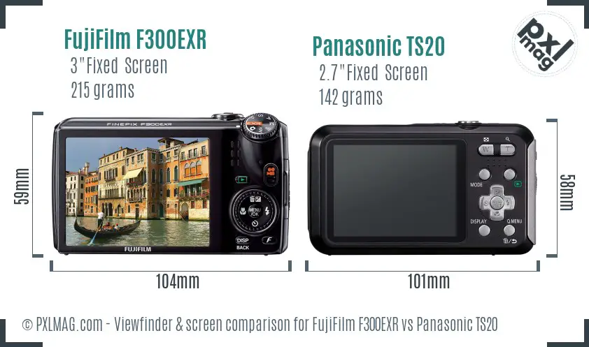 FujiFilm F300EXR vs Panasonic TS20 Screen and Viewfinder comparison