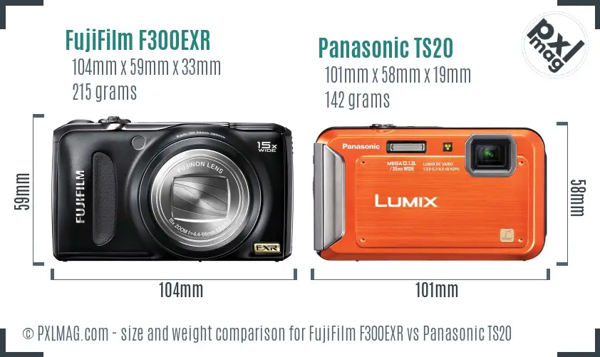 FujiFilm F300EXR vs Panasonic TS20 size comparison FujiFilm F300EXR vs Panasonic TS20 size comparison