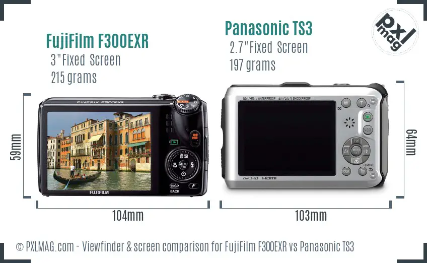 FujiFilm F300EXR vs Panasonic TS3 Screen and Viewfinder comparison FujiFilm F300EXR vs Panasonic TS3 Screen and Viewfinder comparison