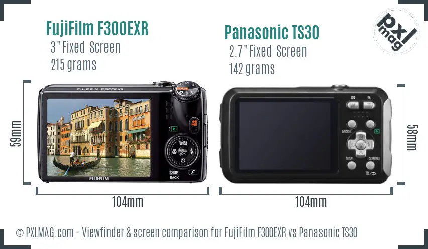 FujiFilm F300EXR vs Panasonic TS30 Screen and Viewfinder comparison