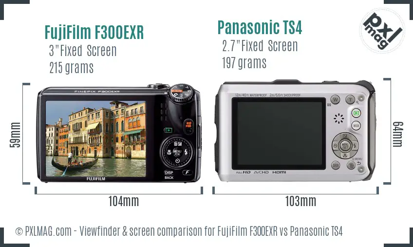 FujiFilm F300EXR vs Panasonic TS4 Screen and Viewfinder comparison