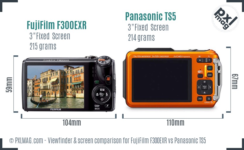 FujiFilm F300EXR vs Panasonic TS5 Screen and Viewfinder comparison