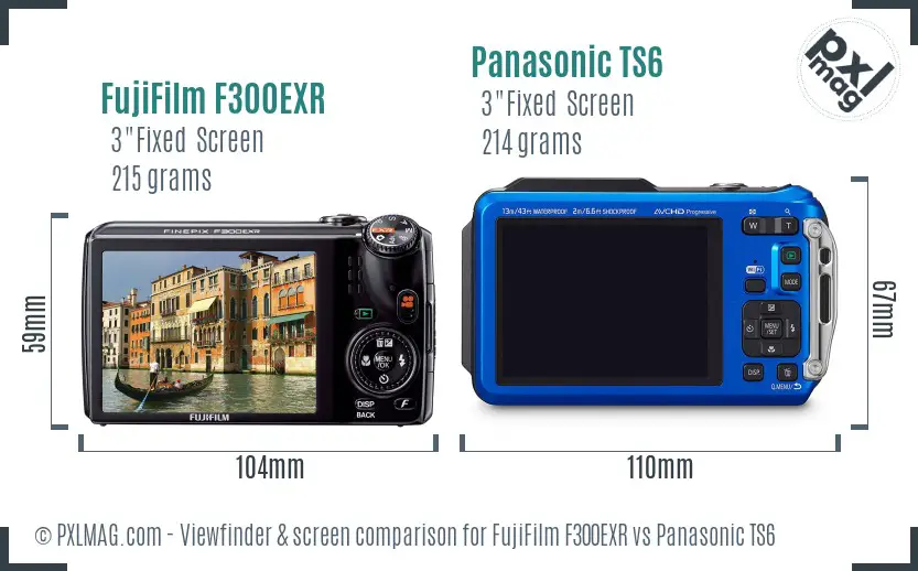 FujiFilm F300EXR vs Panasonic TS6 Screen and Viewfinder comparison