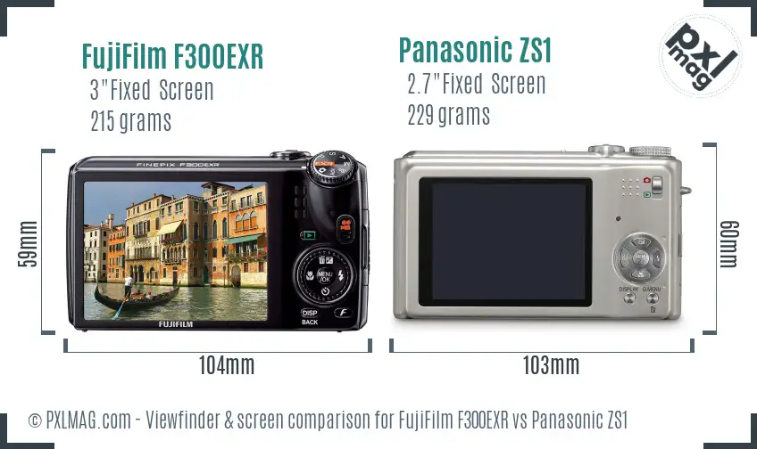 FujiFilm F300EXR vs Panasonic ZS1 Screen and Viewfinder comparison FujiFilm F300EXR vs Panasonic ZS1 Screen and Viewfinder comparison
