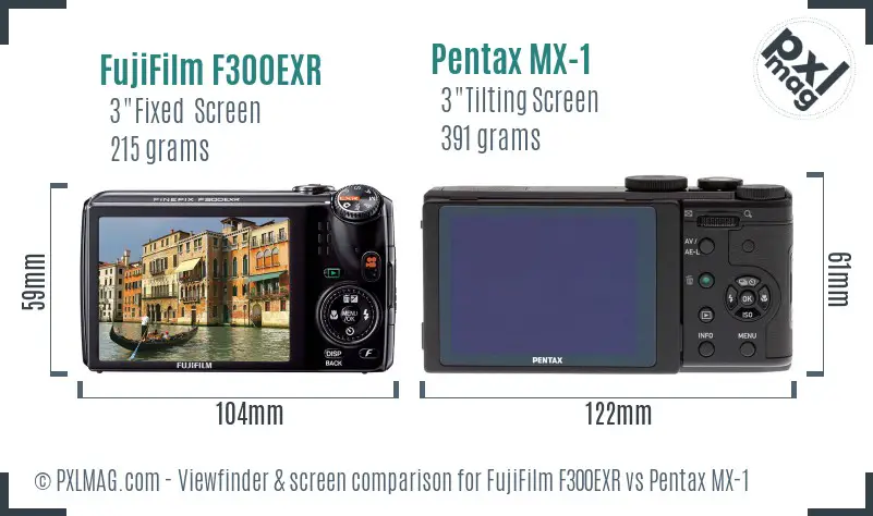 FujiFilm F300EXR vs Pentax MX-1 Screen and Viewfinder comparison