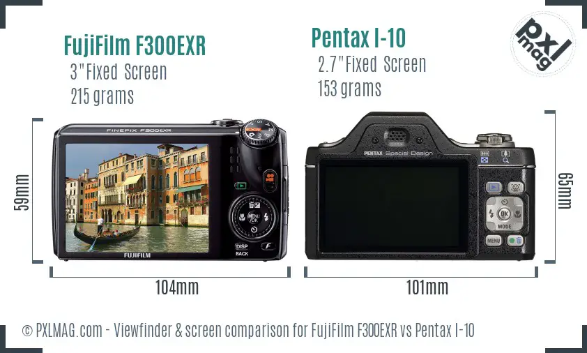 FujiFilm F300EXR vs Pentax I-10 Screen and Viewfinder comparison