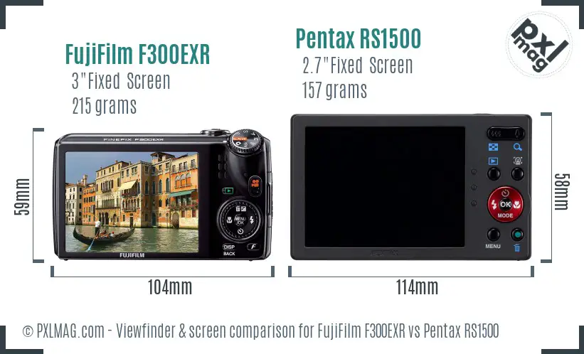 FujiFilm F300EXR vs Pentax RS1500 Screen and Viewfinder comparison