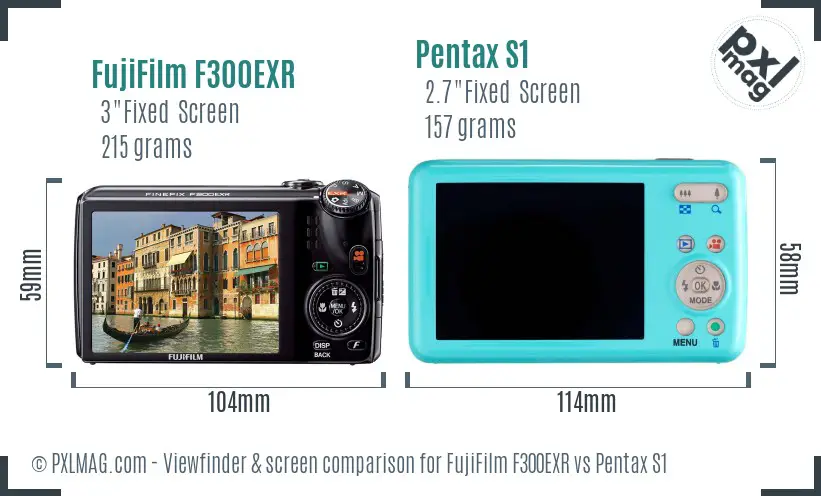 FujiFilm F300EXR vs Pentax S1 Screen and Viewfinder comparison FujiFilm F300EXR vs Pentax S1 Screen and Viewfinder comparison