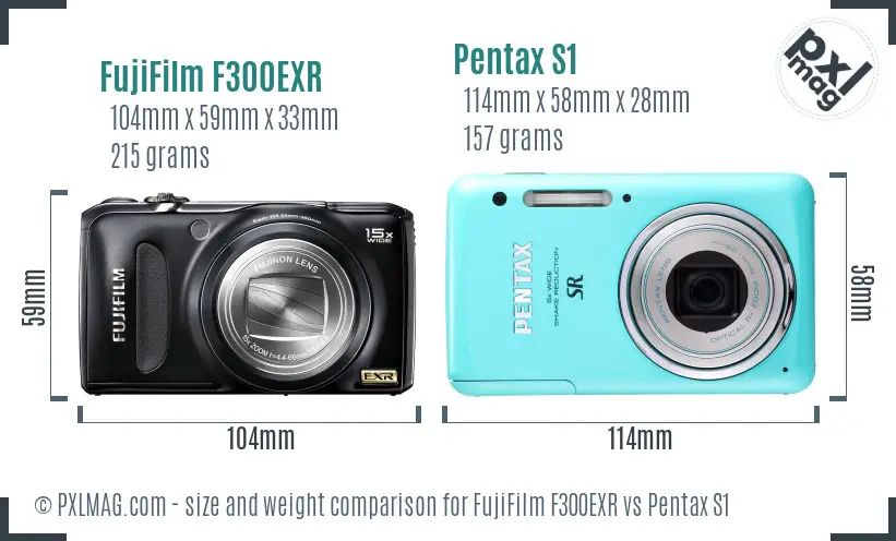FujiFilm F300EXR vs Pentax S1 size comparison FujiFilm F300EXR vs Pentax S1 size comparison