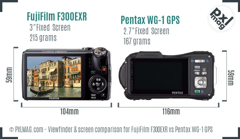 FujiFilm F300EXR vs Pentax WG-1 GPS Screen and Viewfinder comparison