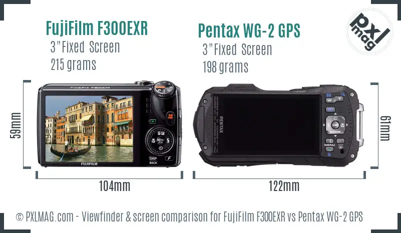 FujiFilm F300EXR vs Pentax WG-2 GPS Screen and Viewfinder comparison