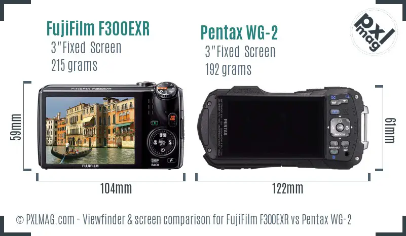 FujiFilm F300EXR vs Pentax WG-2 Screen and Viewfinder comparison