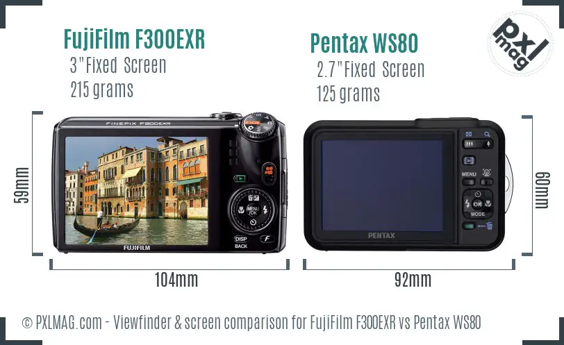 FujiFilm F300EXR vs Pentax WS80 Screen and Viewfinder comparison