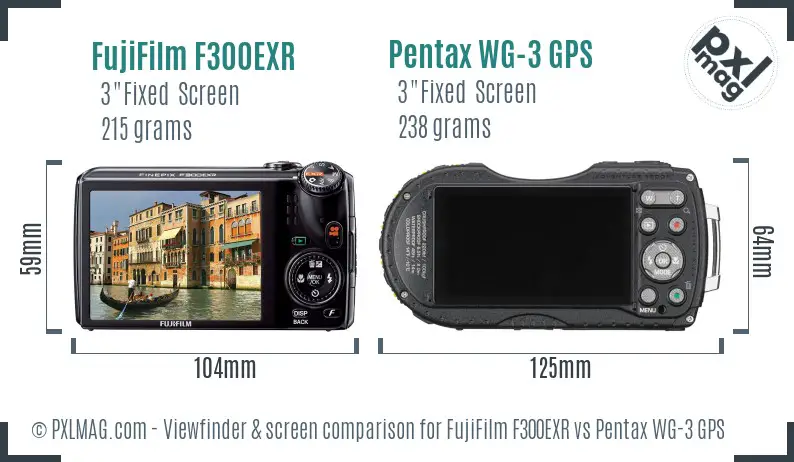 FujiFilm F300EXR vs Pentax WG-3 GPS Screen and Viewfinder comparison