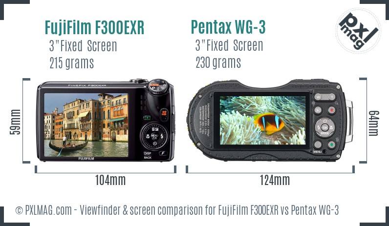 FujiFilm F300EXR vs Pentax WG-3 Screen and Viewfinder comparison