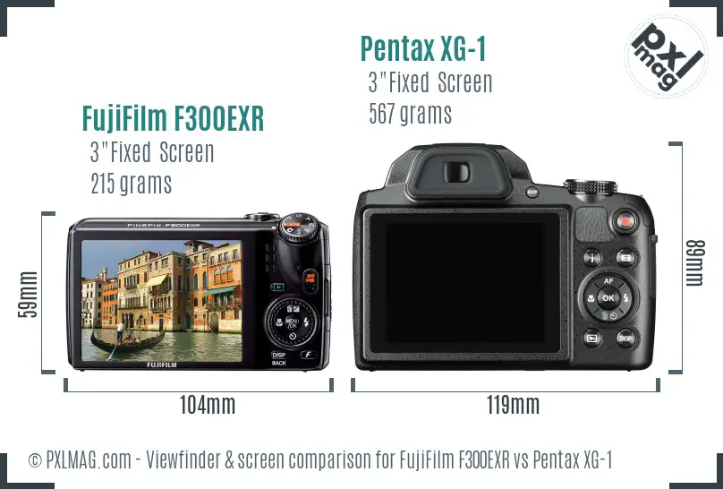 FujiFilm F300EXR vs Pentax XG-1 Screen and Viewfinder comparison