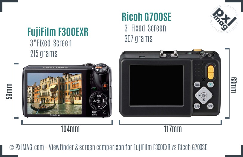 FujiFilm F300EXR vs Ricoh G700SE Screen and Viewfinder comparison