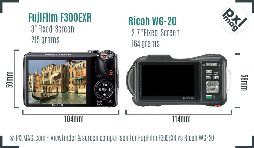 FujiFilm F300EXR vs Ricoh WG-20 Screen and Viewfinder comparison FujiFilm F300EXR vs Ricoh WG-20 Screen and Viewfinder comparison