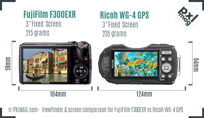 FujiFilm F300EXR vs Ricoh WG-4 GPS Screen and Viewfinder comparison FujiFilm F300EXR vs Ricoh WG-4 GPS Screen and Viewfinder comparison