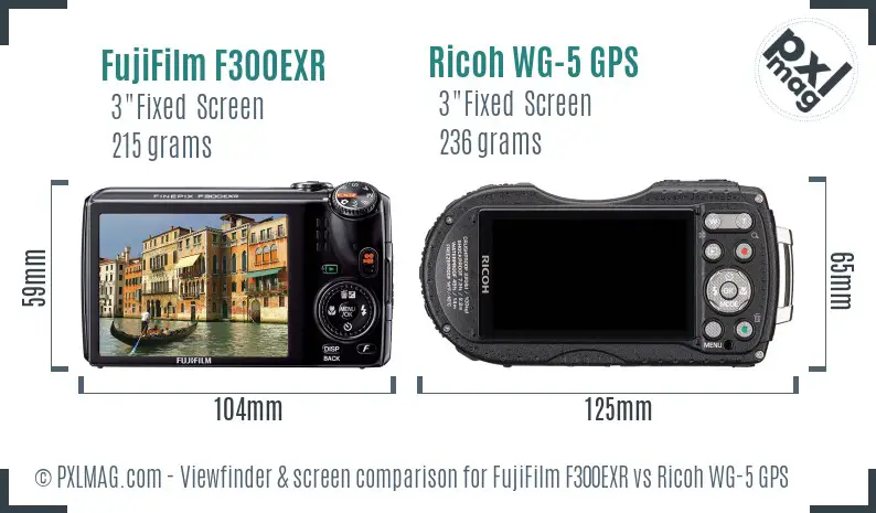 FujiFilm F300EXR vs Ricoh WG-5 GPS Screen and Viewfinder comparison FujiFilm F300EXR vs Ricoh WG-5 GPS Screen and Viewfinder comparison