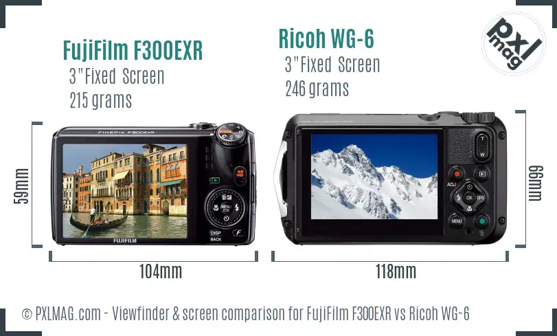 FujiFilm F300EXR vs Ricoh WG-6 Screen and Viewfinder comparison