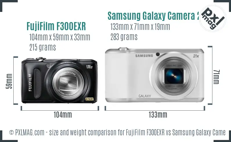 FujiFilm F300EXR vs Samsung Galaxy Camera 2 size comparison