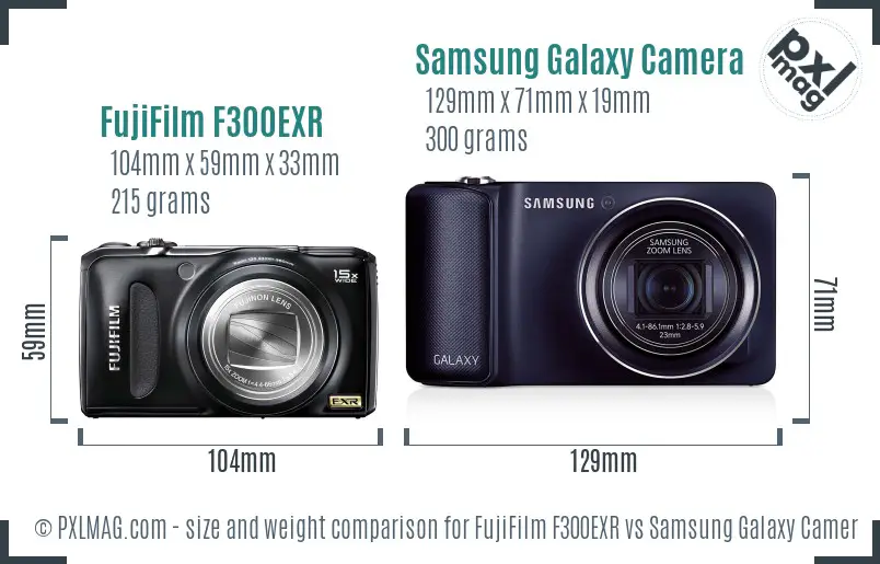 FujiFilm F300EXR vs Samsung Galaxy Camera size comparison FujiFilm F300EXR vs Samsung Galaxy Camera size comparison