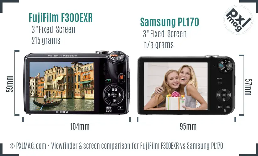 FujiFilm F300EXR vs Samsung PL170 Screen and Viewfinder comparison