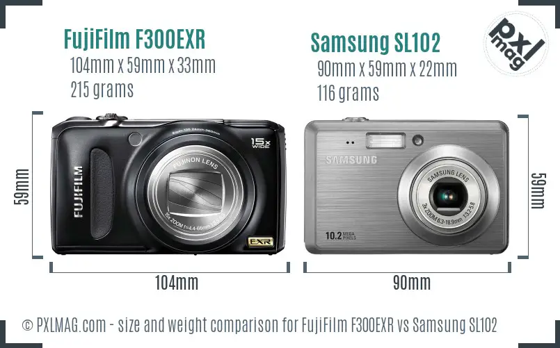 FujiFilm F300EXR vs Samsung SL102 size comparison FujiFilm F300EXR vs Samsung SL102 size comparison
