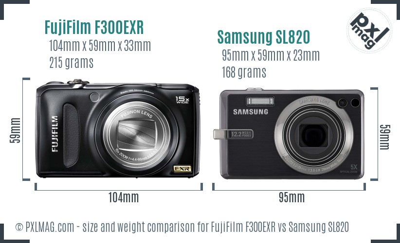 FujiFilm F300EXR vs Samsung SL820 size comparison FujiFilm F300EXR vs Samsung SL820 size comparison