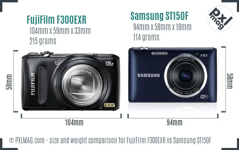 FujiFilm F300EXR vs Samsung ST150F size comparison