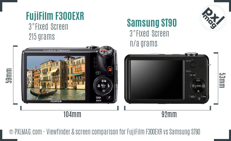 FujiFilm F300EXR vs Samsung ST90 Screen and Viewfinder comparison