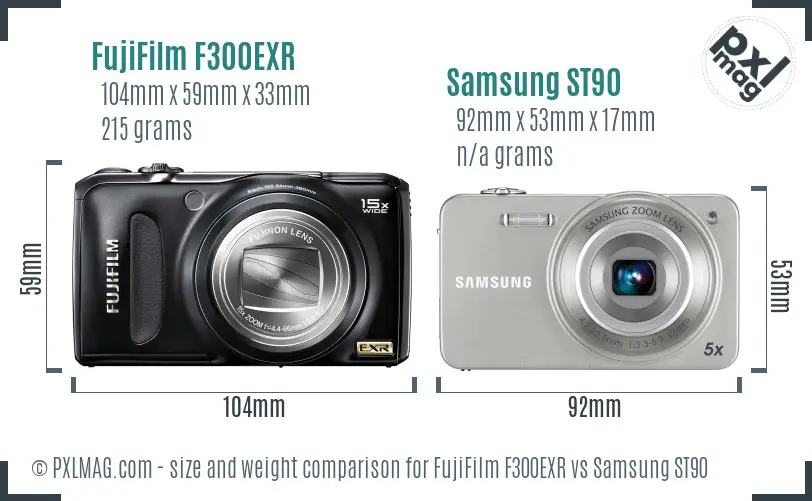 FujiFilm F300EXR vs Samsung ST90 size comparison