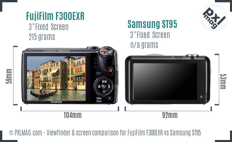 FujiFilm F300EXR vs Samsung ST95 Screen and Viewfinder comparison