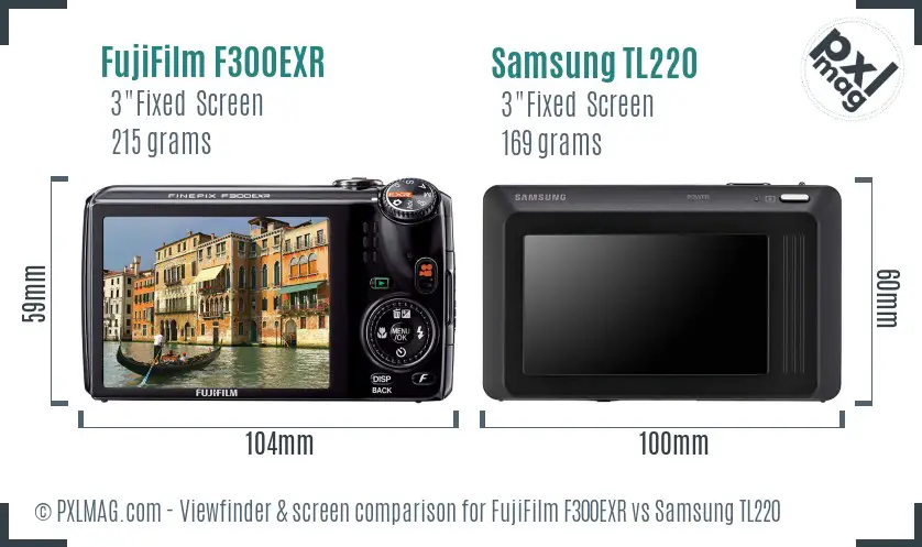 FujiFilm F300EXR vs Samsung TL220 Screen and Viewfinder comparison