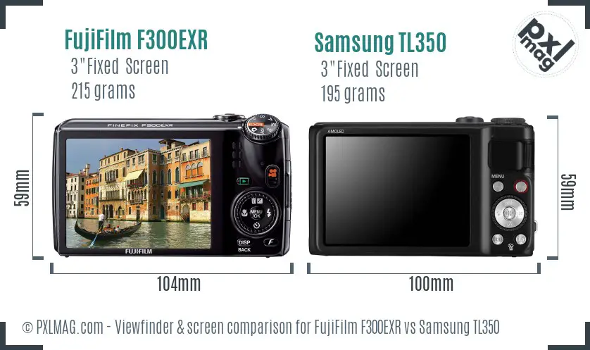 FujiFilm F300EXR vs Samsung TL350 Screen and Viewfinder comparison